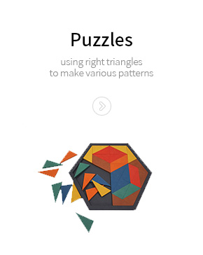 Puzzles
using right triangles
to make various patterns